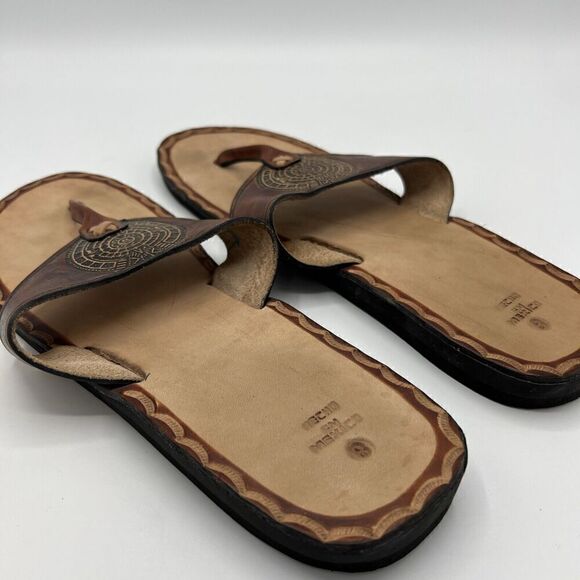 Women's Mexican Leather Handmade Boho Hippie Sandal Huaraches Brown Size 10 - Picture 7 of 10
